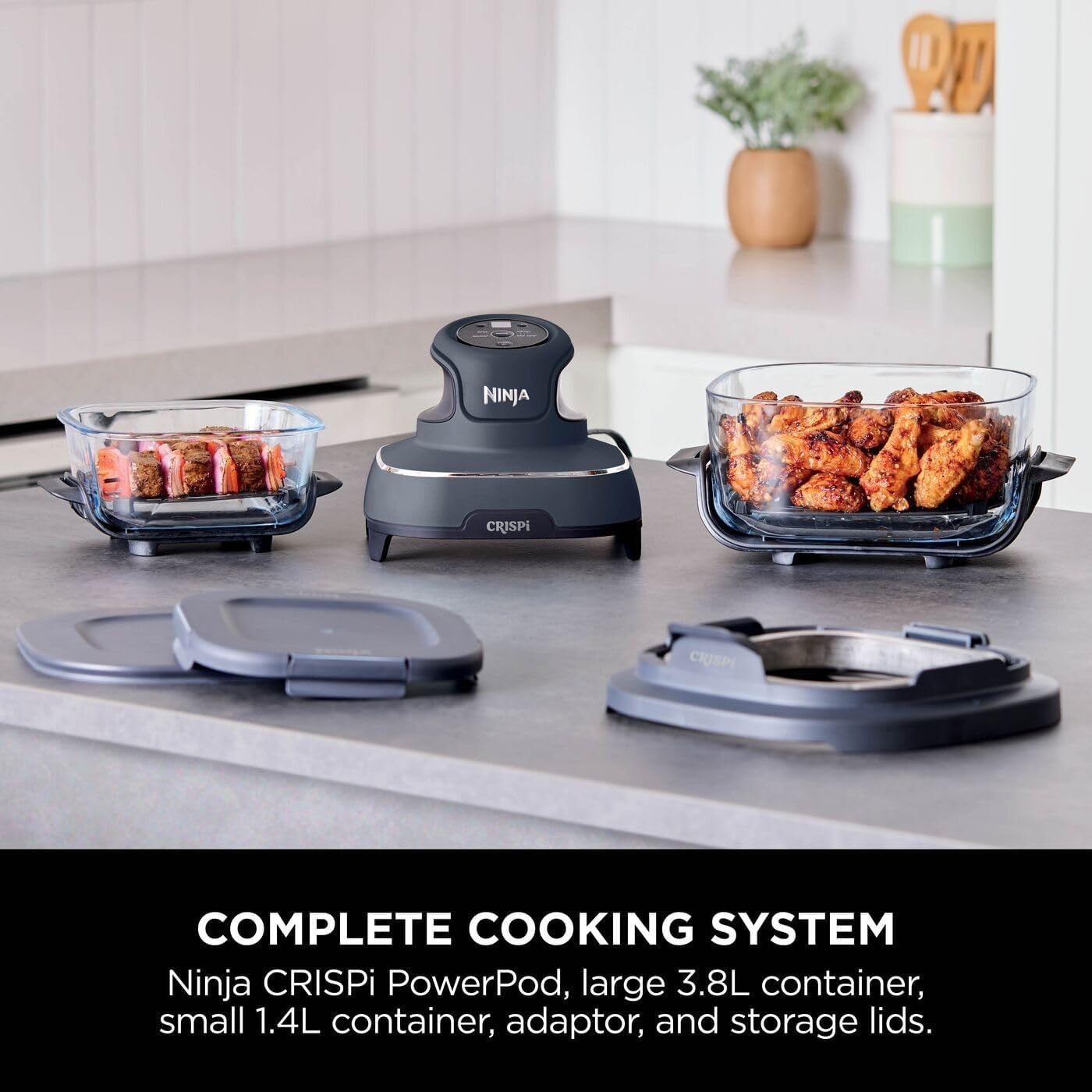 3.8L Portable Air Fryer 4-in-1 Crisp Roast Bake Reheat Glass Containers