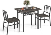 Rectangular 3-Piece Kitchen Dining Set with Storage Rack & Adjustable Feet