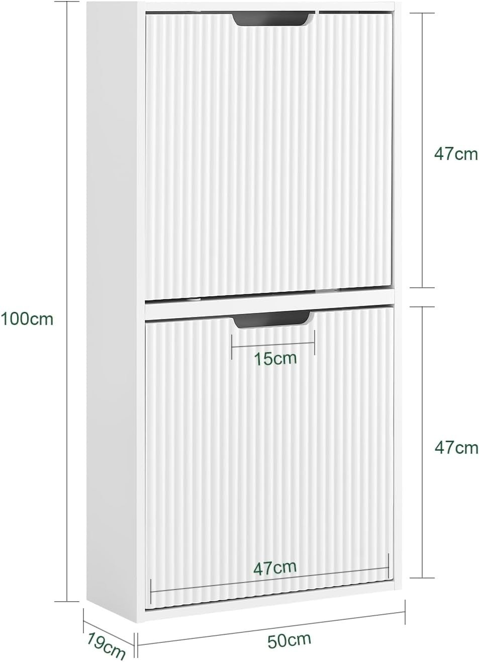 Slim Shoe Cabinet 2 Flip Drawers Narrow Hallway Storage Unit 19cm Deep