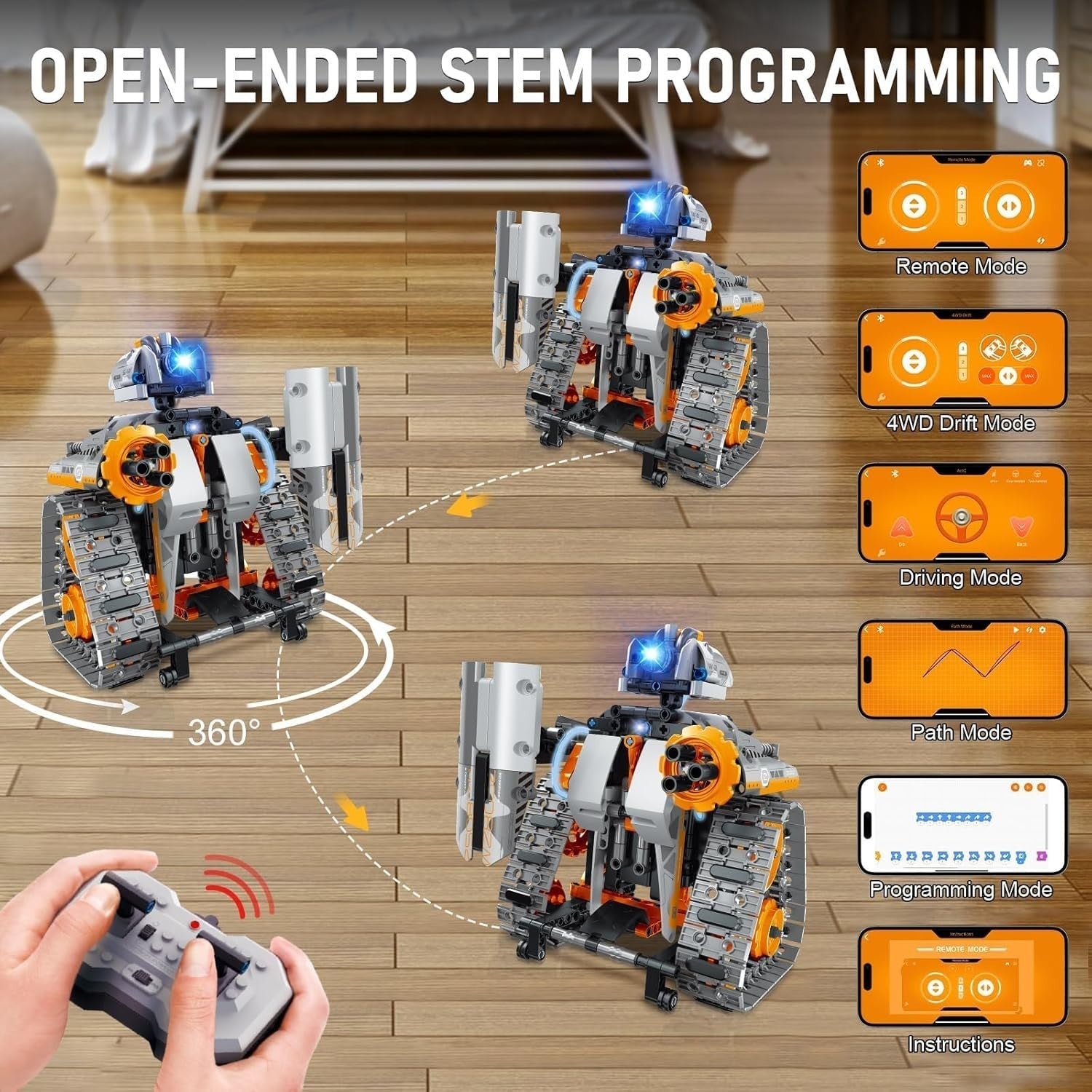 5-in-1 RC Robot Building Set 554PCS – App & Remote Control STEM Toy Gift