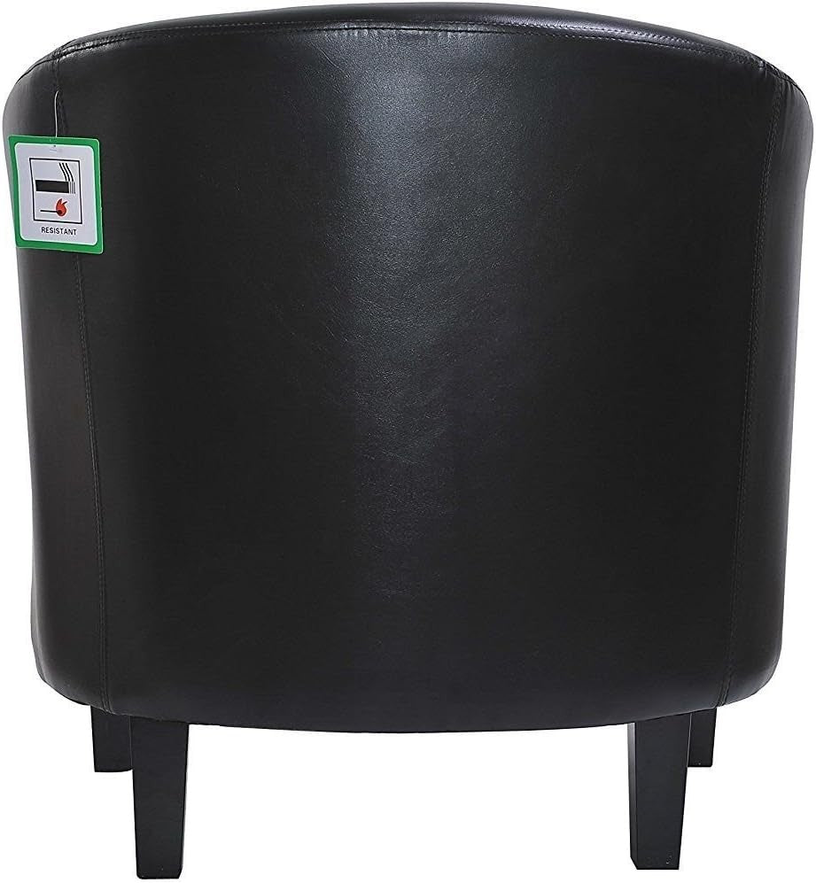 Faux Leather Tub Chair Armchair Lounge Club Seat Black