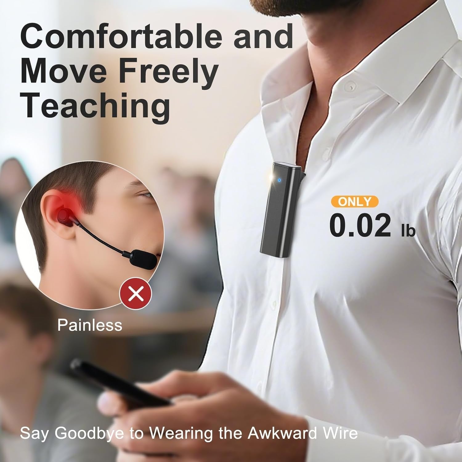 A10 Wireless Voice Amplifier 15W Speaker Lavalier Mic Bluetooth TF AUX