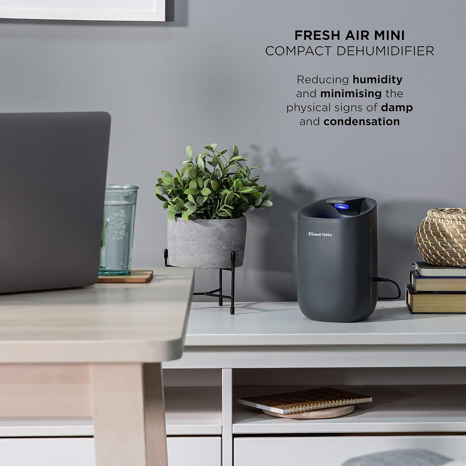 Mini Dehumidifier for Home 300ml Daily Moisture Remover 15m² Grey