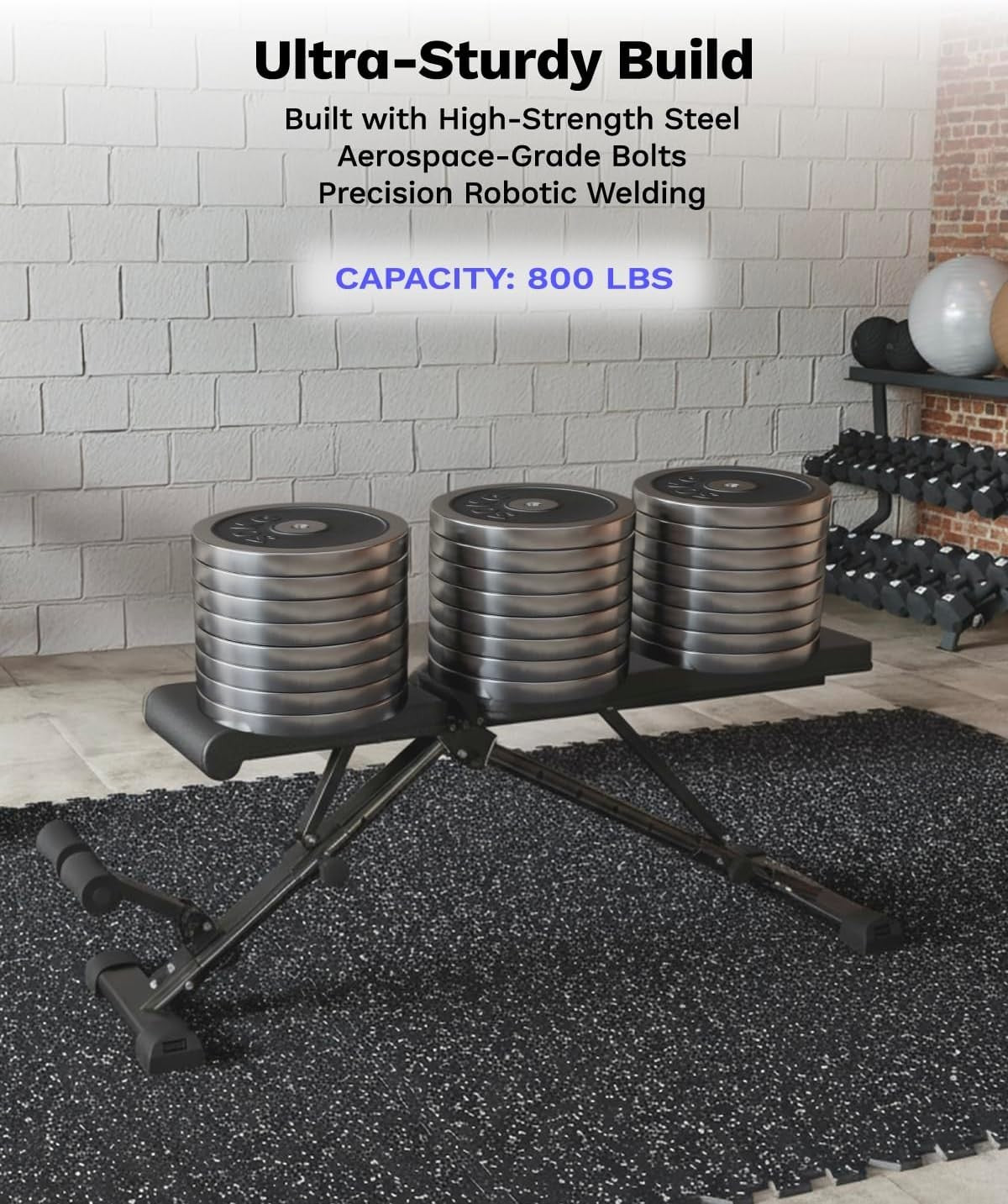 Space-Saving Adjustable Gym Bench 363kg Quick-Fold Strength Trainer