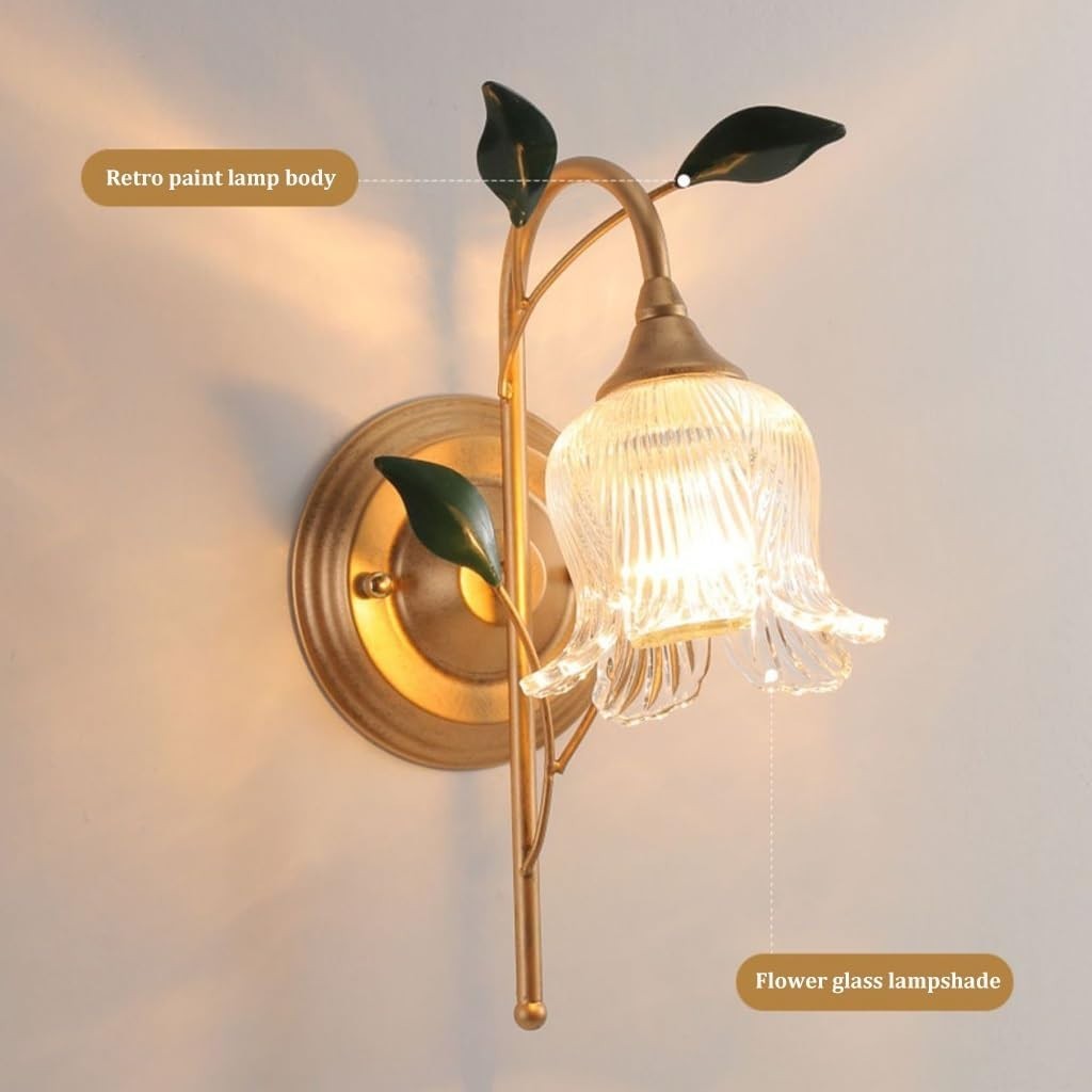 Vintage Bronze Wall Lamp with Glass Shade, Adjustable, 10x10x10 cm