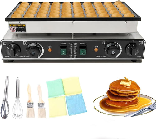 Commercial 50 Hole Mini Pancake Maker, 4.5cm Dutch, 1700W Non Stick Griddle