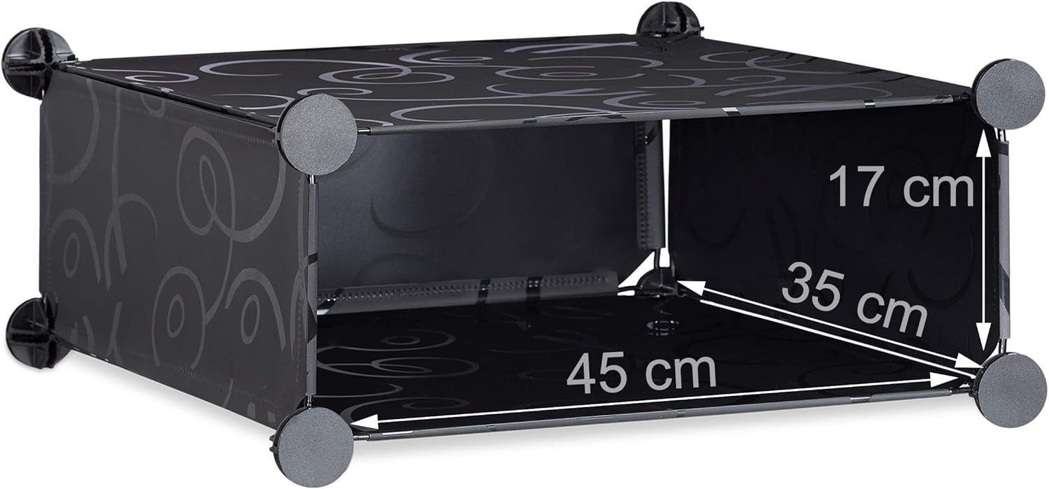 Wide 10 Tier Shoe Cabinet – Black Plastic Stackable Rack, 90cm High