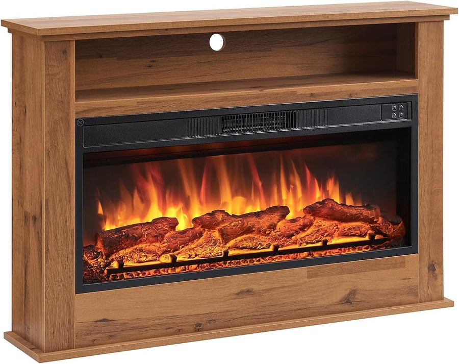 41" Electric Fireplace Heater Cabinet Oak LED Flame Effect TV Stand