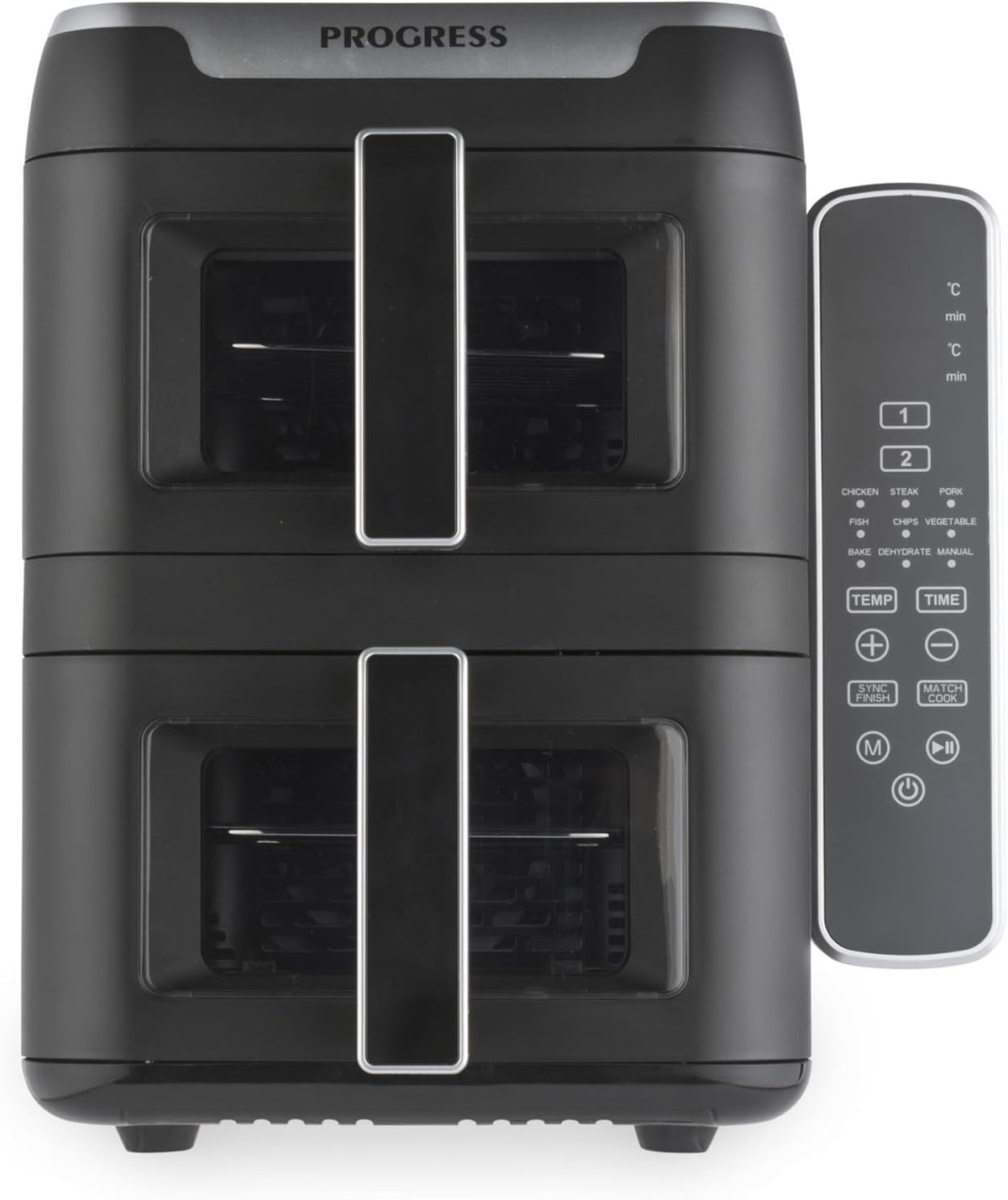 9L Dual Tier Air Fryer Stacked 2 Basket Window Touch LED 9 Presets 2400W