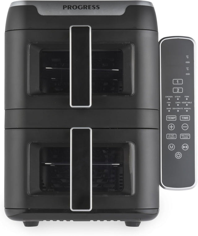 9L Dual Tier Air Fryer Stacked 2 Basket Window Touch LED 9 Presets 2400W