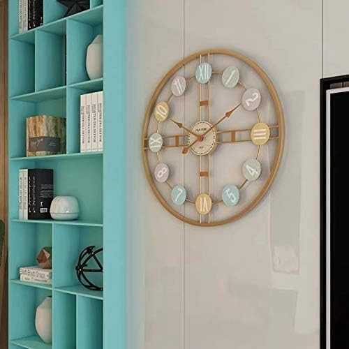 50cm Large Retro Metal Wall Clock Gold Silent Non-Ticking Modern Home Decor