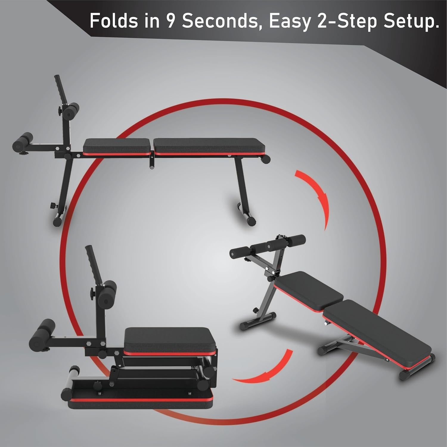 Foldable Decline Flat Weight Bench 300kg Compact Home Gym Training
