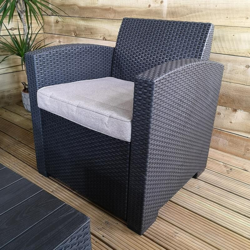 4 Piece Rattan Garden Sofa Set Chairs Table Outdoor Patio Furniture Black