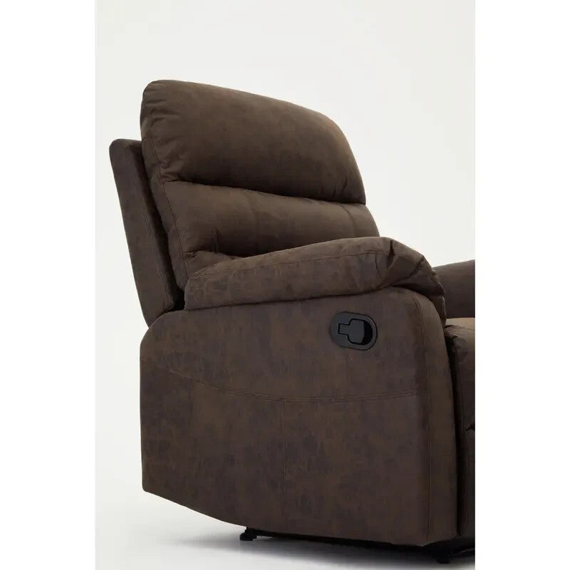 Brown Manual Recliner Armchair Air Leather Padded Sofa Chair Lounge