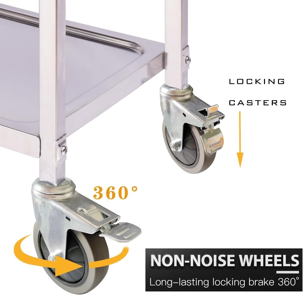 3 Tier Stainless Steel Serving Trolley 72cm Catering Cart