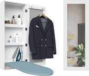 Wall Mounted Ironing Board Cabinet with Mirror Foldable Storage
