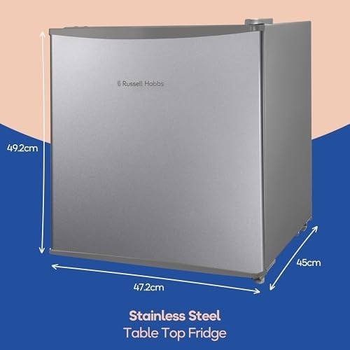 43L Tabletop Mini Fridge Compact Silver Small Refrigerator with Ice Box
