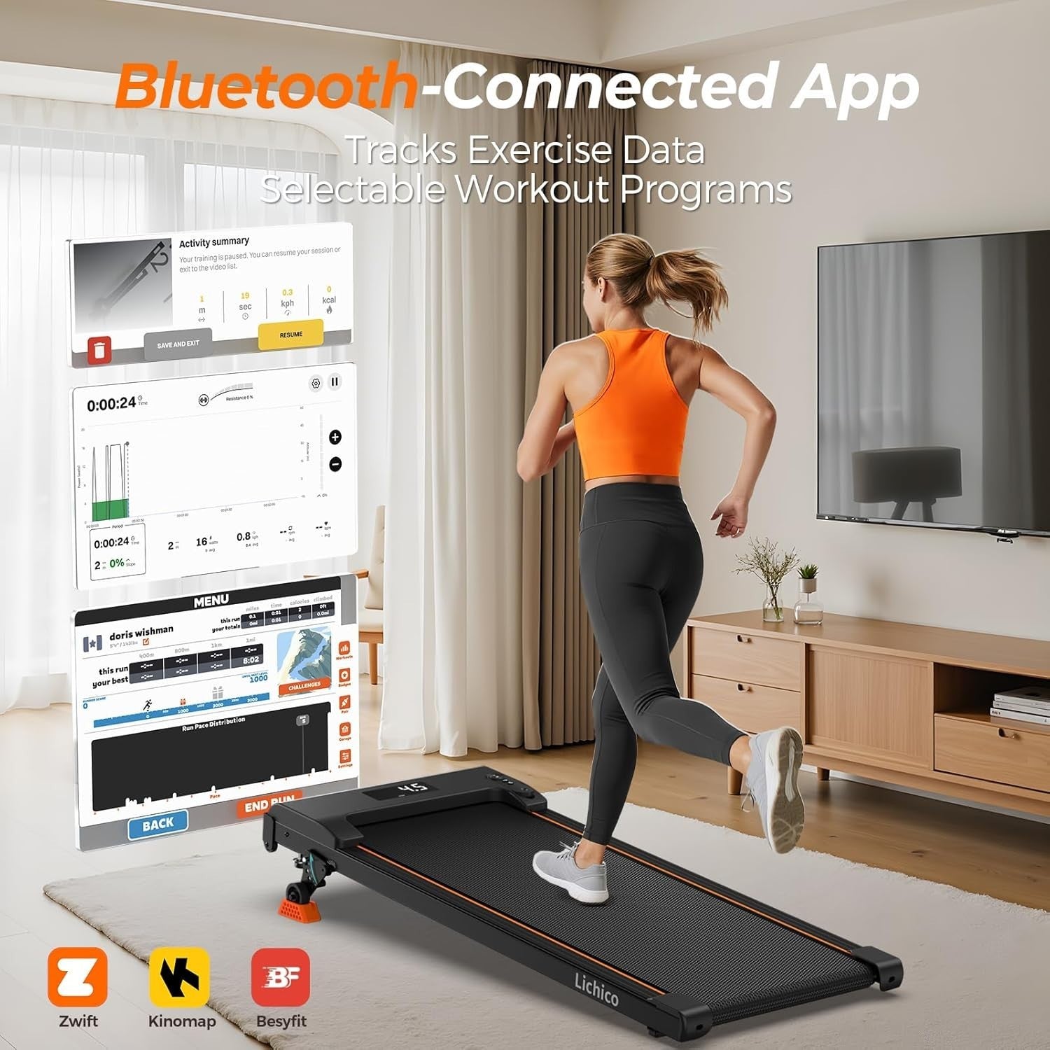 Under Desk Treadmill 0-9% Incline 40x100cm Running Belt Home Gym Quiet Motor