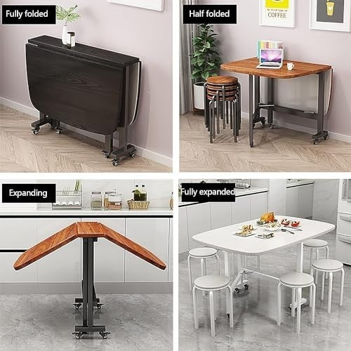 Space-Saving Brown Folding Dining Table with Extendable Butterfly Leaf 120x80cm