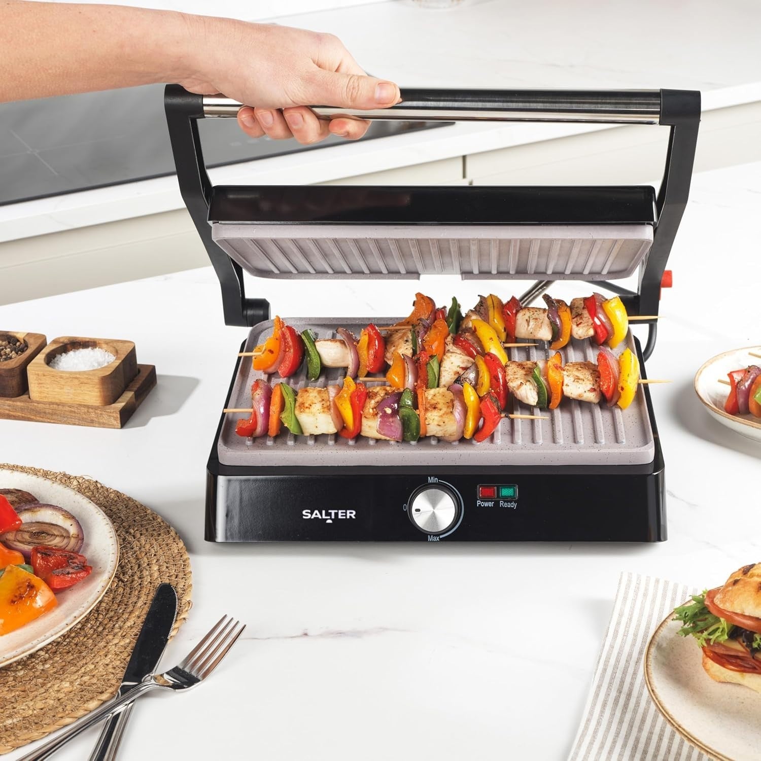 Marblestone Health Grill Panini Maker 2200W Non-Stick Plates 29x23cm