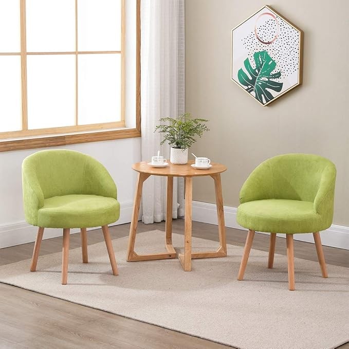 Set of 2 Green Accent Tub Chairs Small Lounge Sofa Upholstered Fabric
