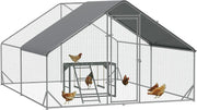 Walk In Chicken Run 3x4m Galvanised Coop with Cover & Shelf