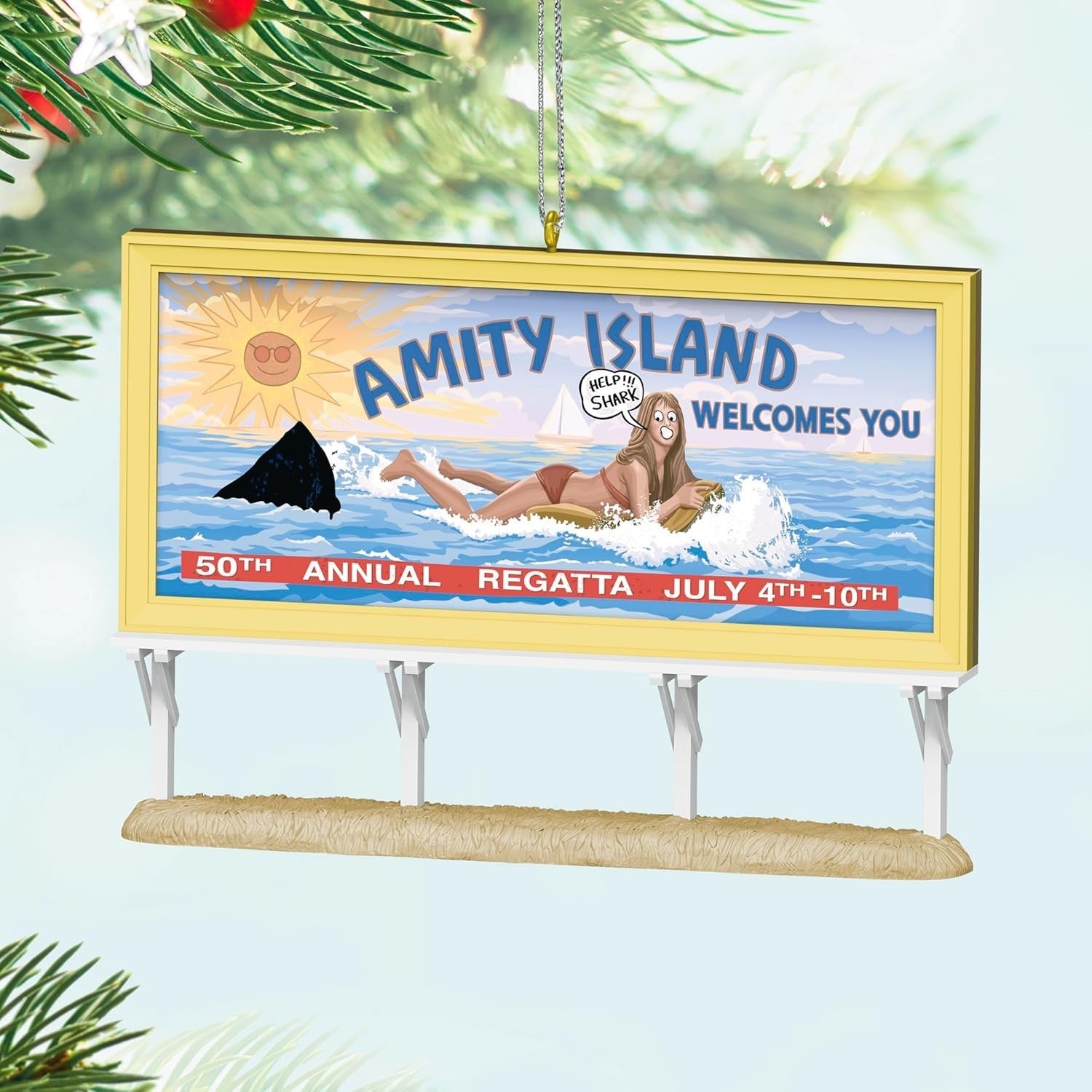 Jaws 50th Anniversary Ornament – Lenticular Billboard Keepsake Movie Decor Gift
