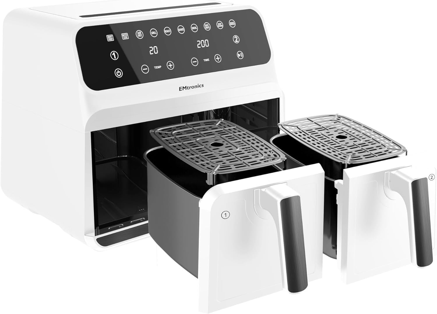 8L Dual Zone Air Fryer 2500W 8 Presets LED Touch 99min Timer Low Oil