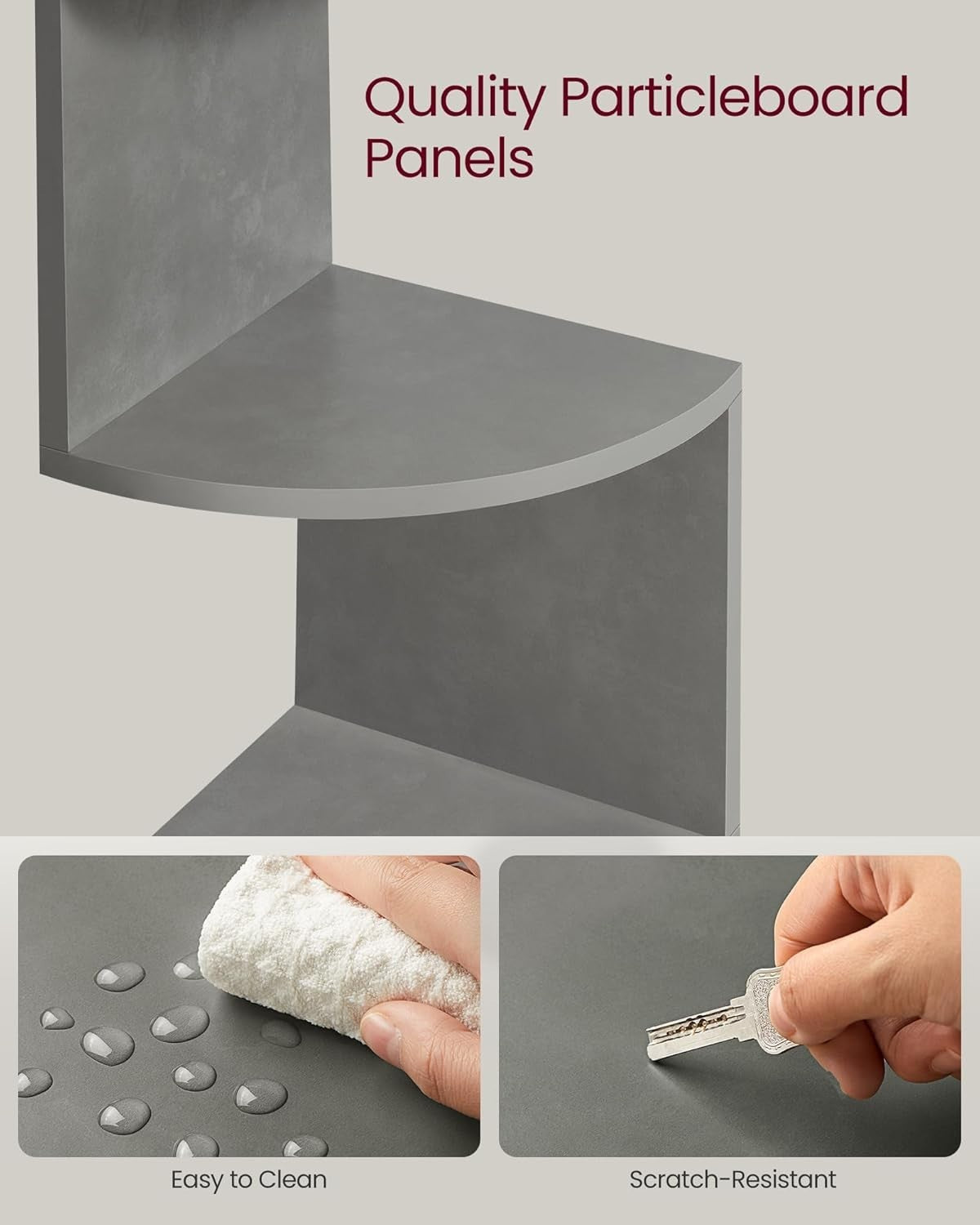 5 Tier Corner Wall Shelf Dove Grey Floating Zigzag Display Unit 126cm