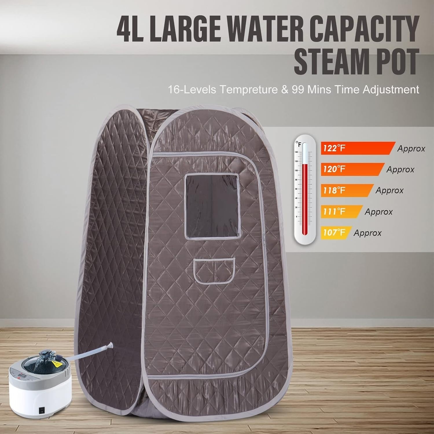 Full Size Portable Steam Sauna Home Spa Set 4L 1600W Fast Heat Detox Tent Chair