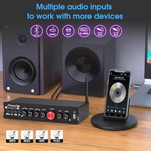 HiFi 5.1 Channel Bluetooth Home Theater Amp Subwoofer Stereo Power
