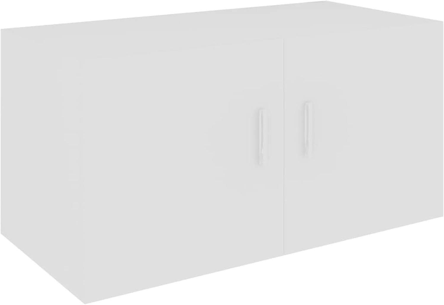 Space-Saving White Floating Wall Cabinet with Dual Doors & Practical Storage