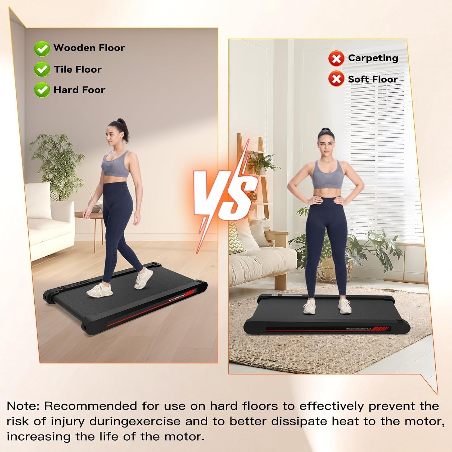 4-in-1 Vibration Walking Pad Treadmill Under Desk Home Office Gym
