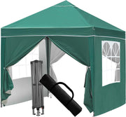 3x3M Green Pop Up Gazebo with 4 Removable Sidewalls Waterproof Outdoor Tent
