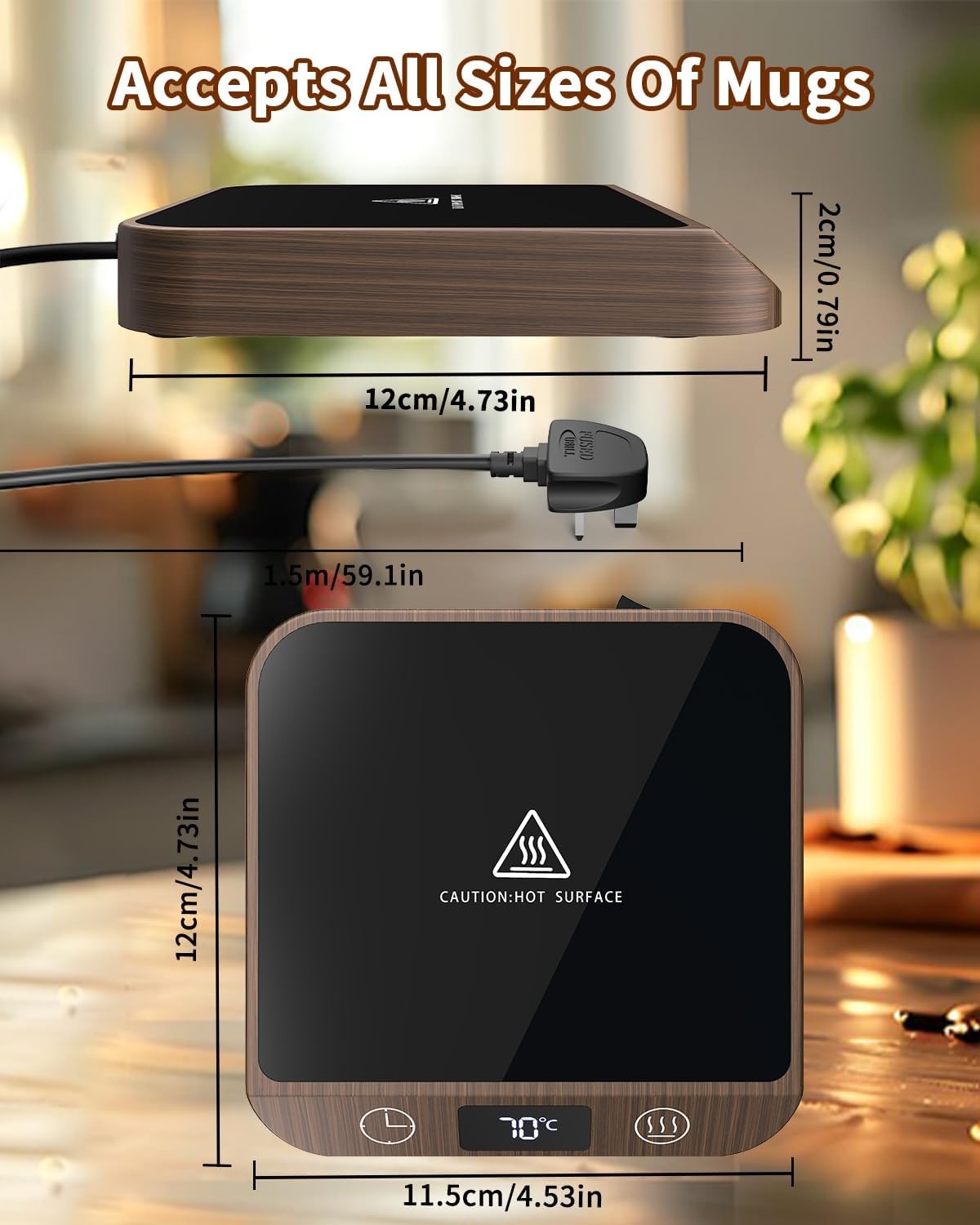 Coffee Mug Warmer 6 Temp LED Display Auto Shut Off Desk Heater Pad