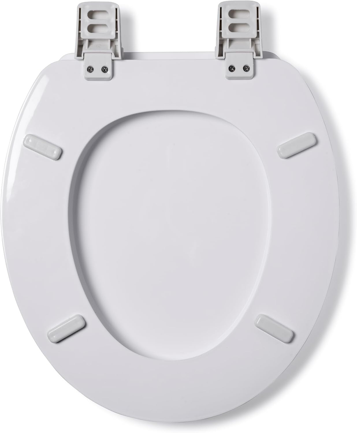 Shell White Wooden Toilet Seat Gloss Antibacterial Stick ‘N’ Lock Hinges