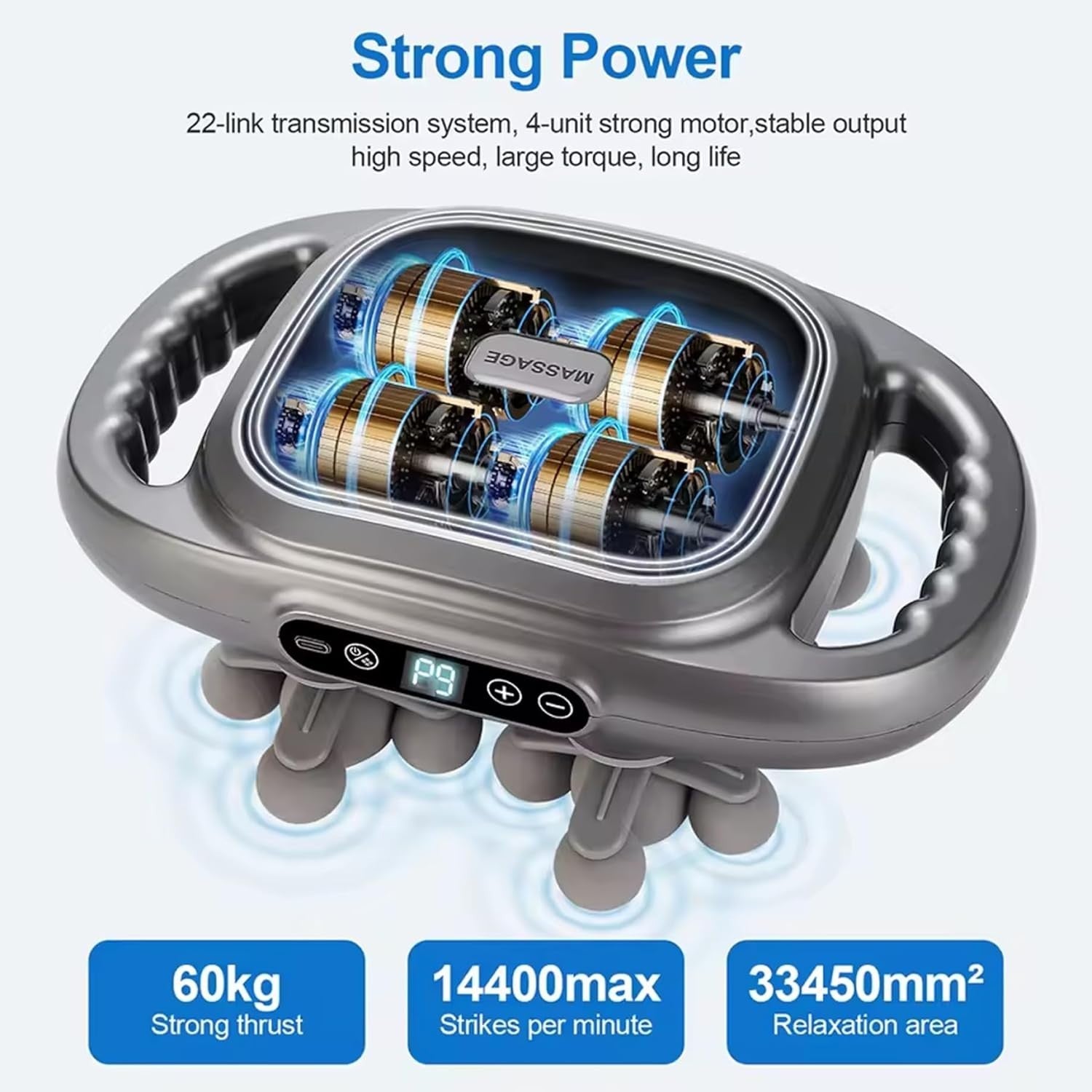 Percussion Massage Gun 22 Head Deep Tissue Muscle Massager Multi Intensity
