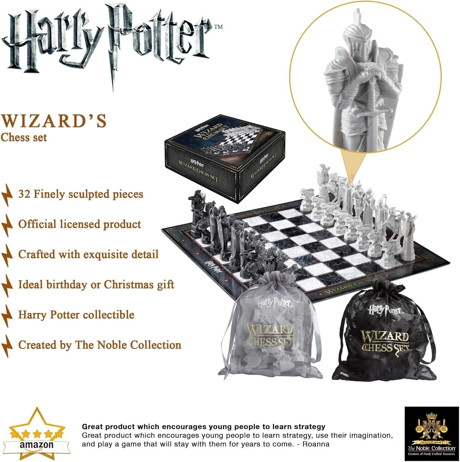 Wizard Chess Set Luxury Display – Detailed Battle Pieces & Board | Collector Gif