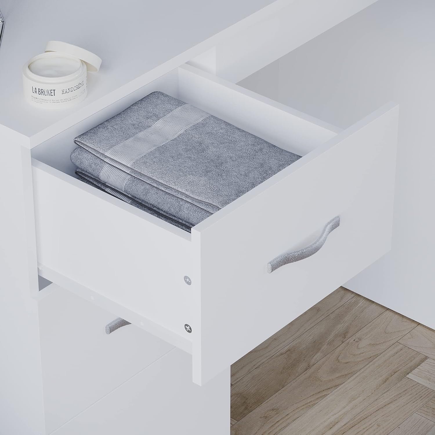 Modern White Dressing Table Desk Vanity 3 Drawers Bedroom Makeup Storage Unit