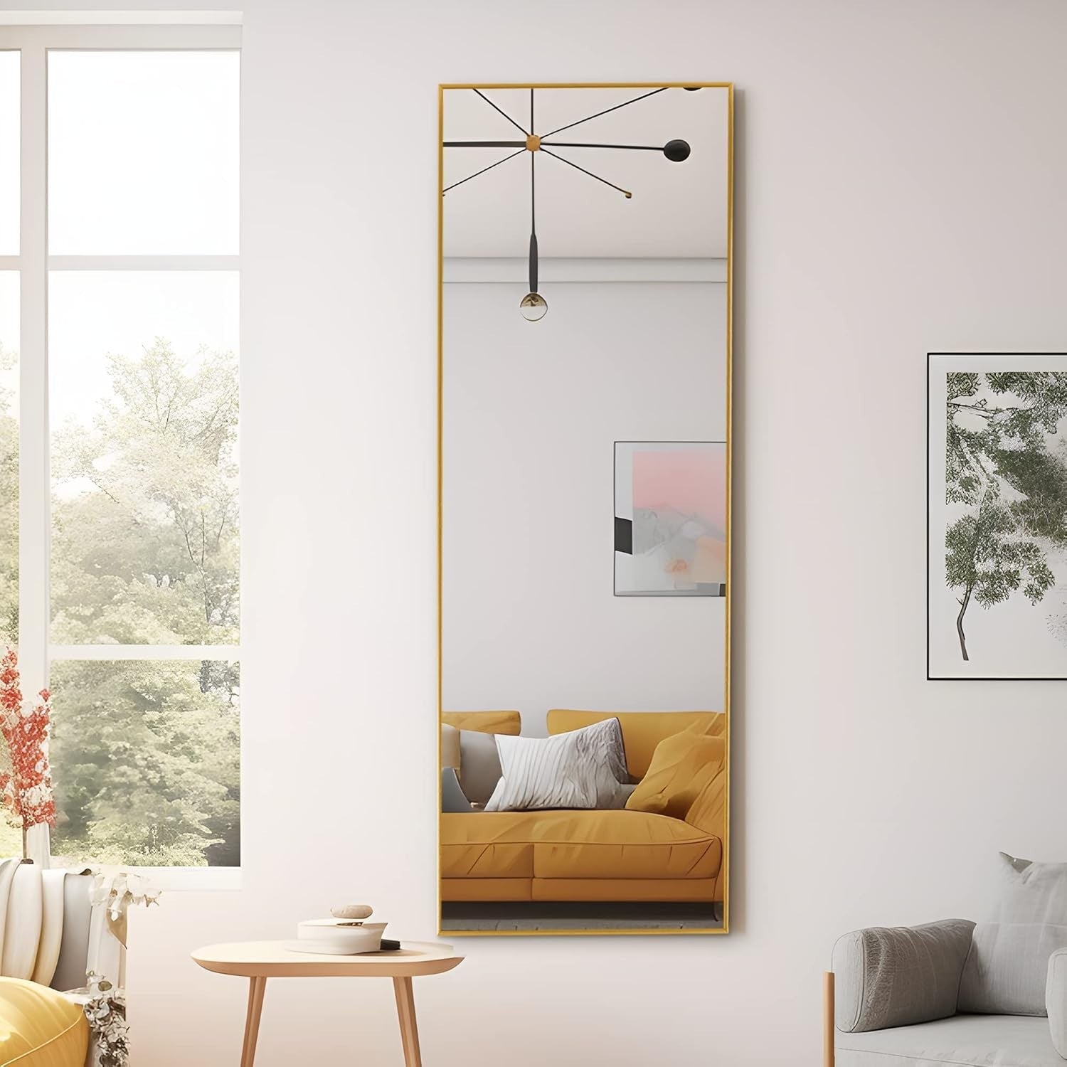 Full Length Floor Mirror 139x41cm Aluminum Frame Stand & Wall Mount