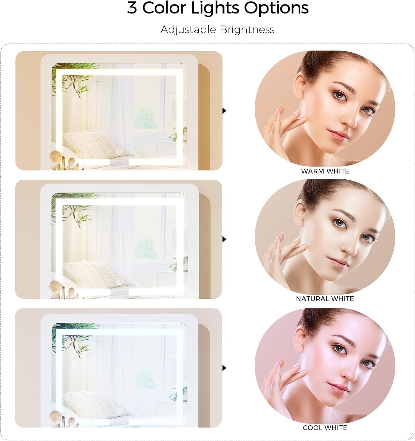 Vanity Makeup Desk Table Set 3-in-1 LED Mirror Computer Hidden Storage (77 chara