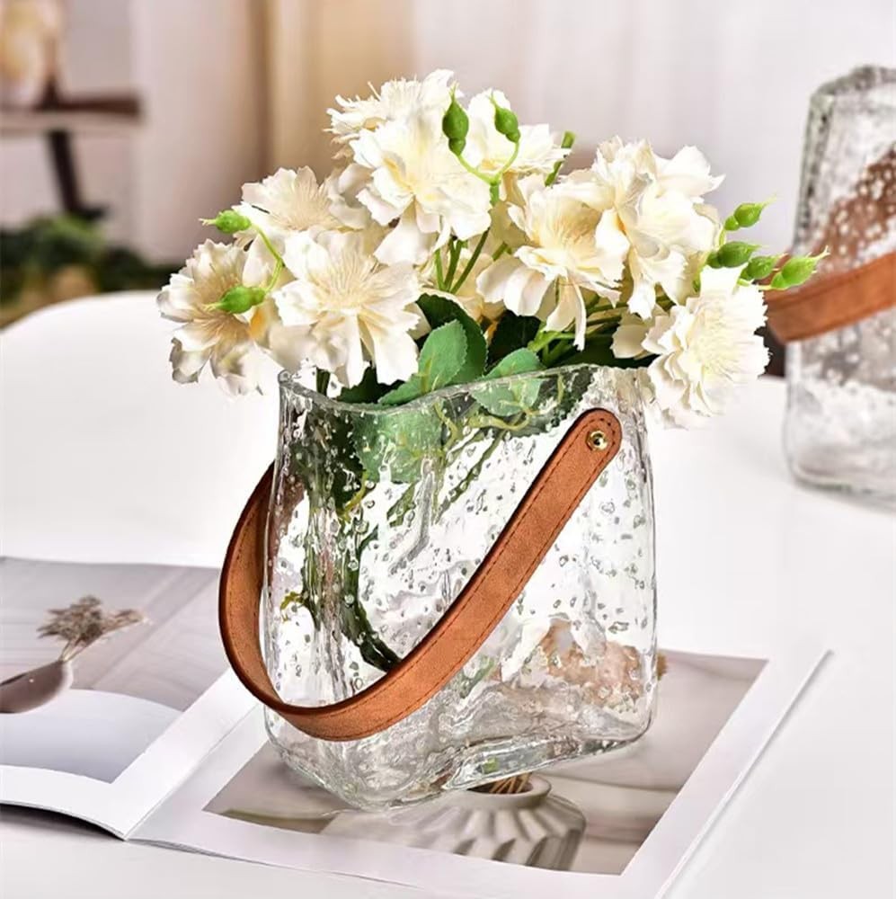 Glow Glass Bag Vase Luminous Handmade Flower Holder Table Home Decor