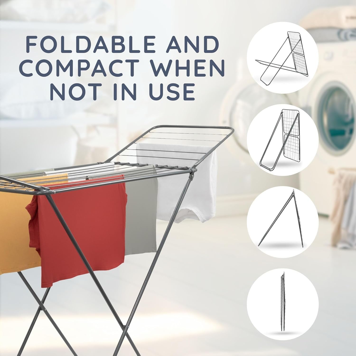 Heavy Duty Foldable Clothes Airer with Wings 22 Bars Indoor Outdoor Drying Rack