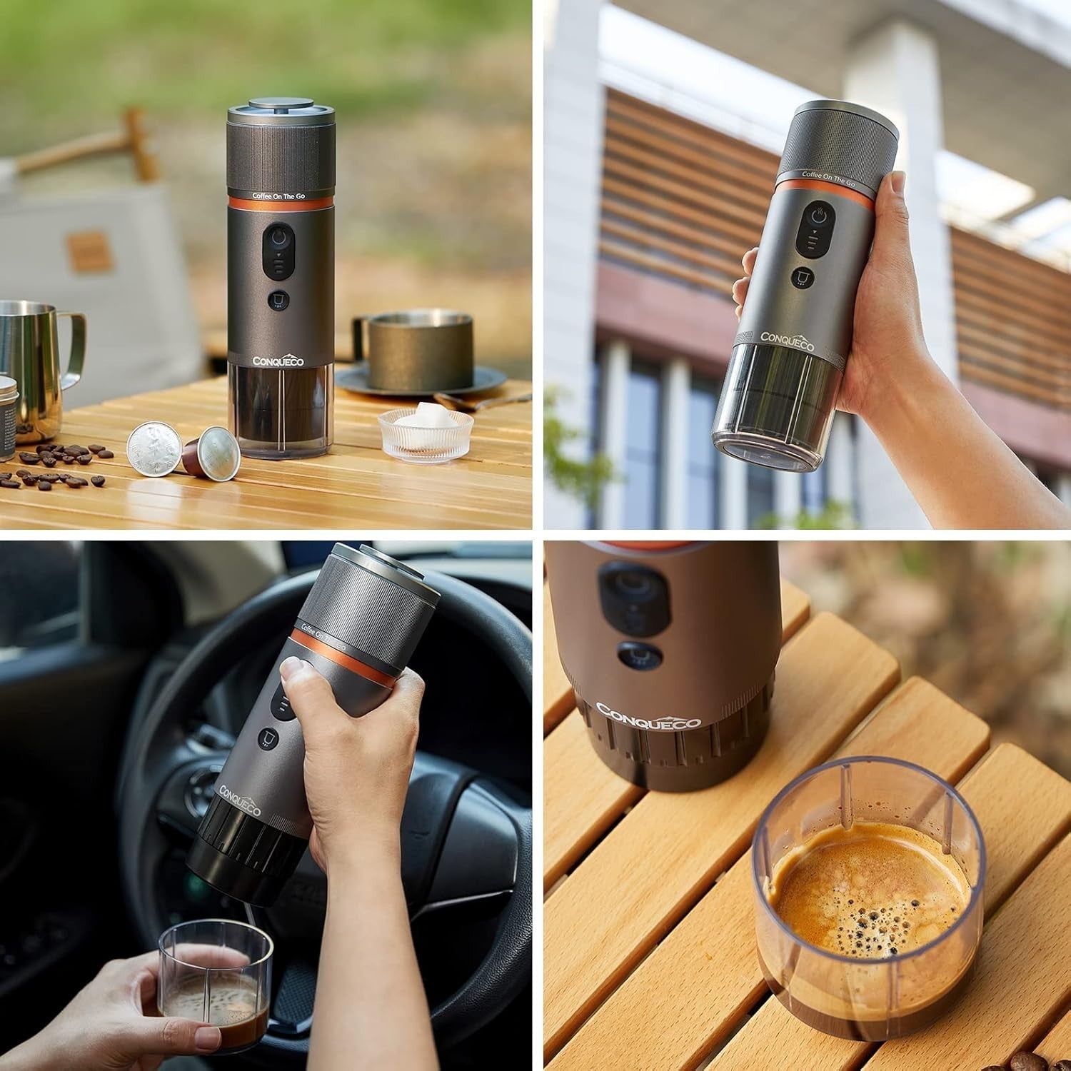 Portable Electric Espresso Maker 12V Travel Coffee Machine Self-Heating Navy