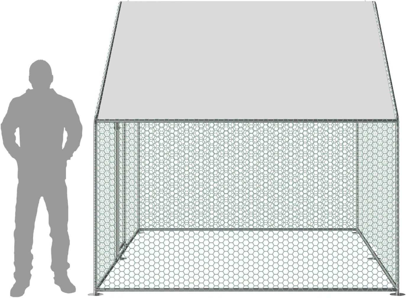 2x3m Walk In Chicken Run Metal Pet Enclosure 195cm