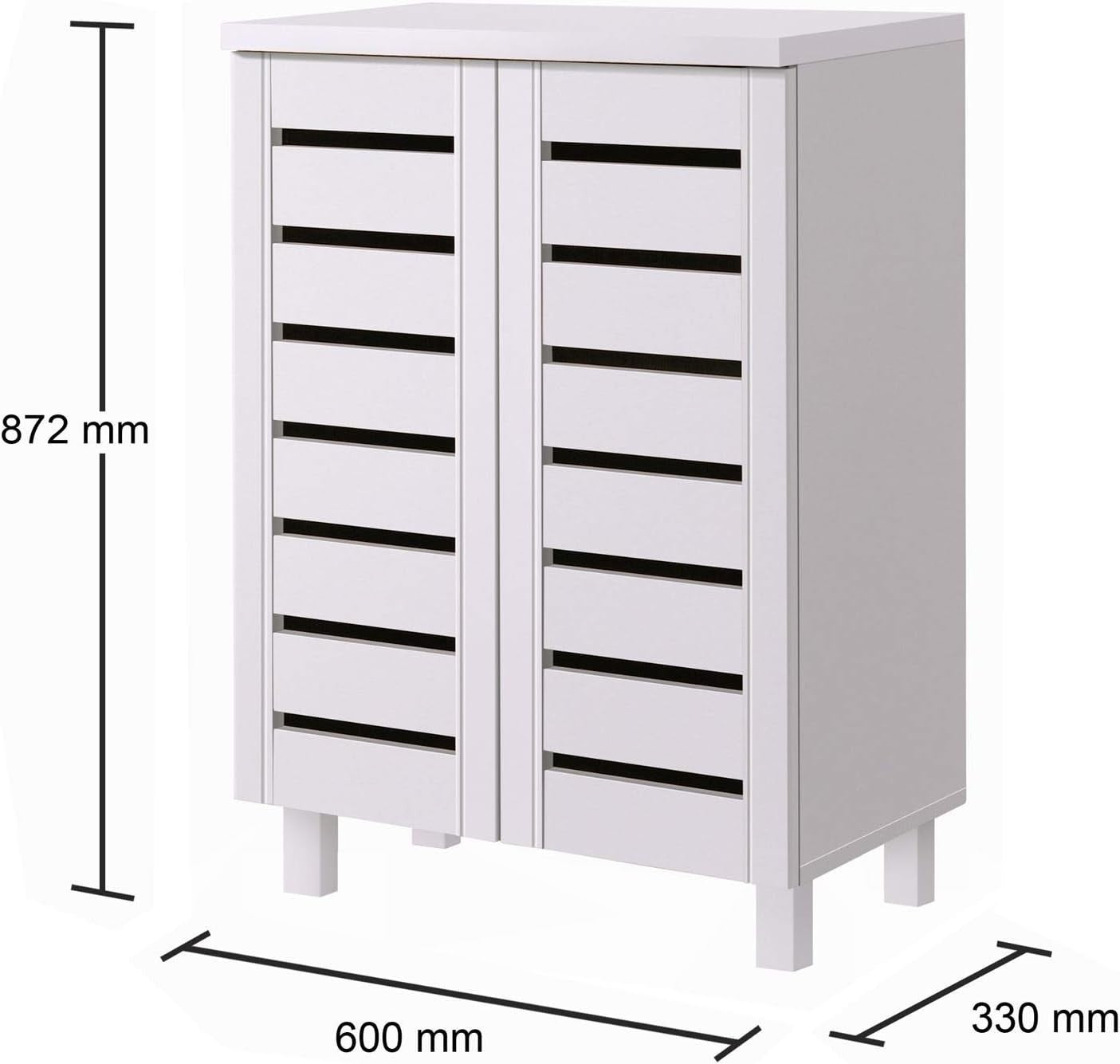 2 Door Shoe Storage Cabinet Slim Organizer 60x33x87 cm White