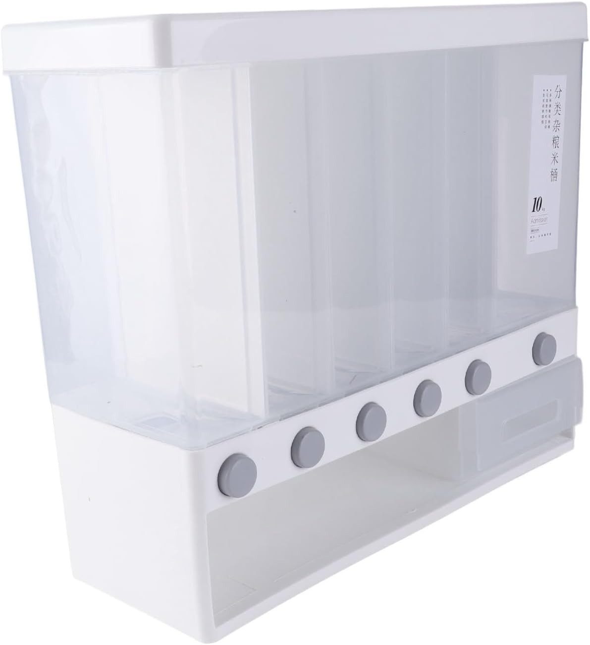 Wall Mounted 6 Grid Dry Food Dispenser 22Lb Rice Grain Storage Bin