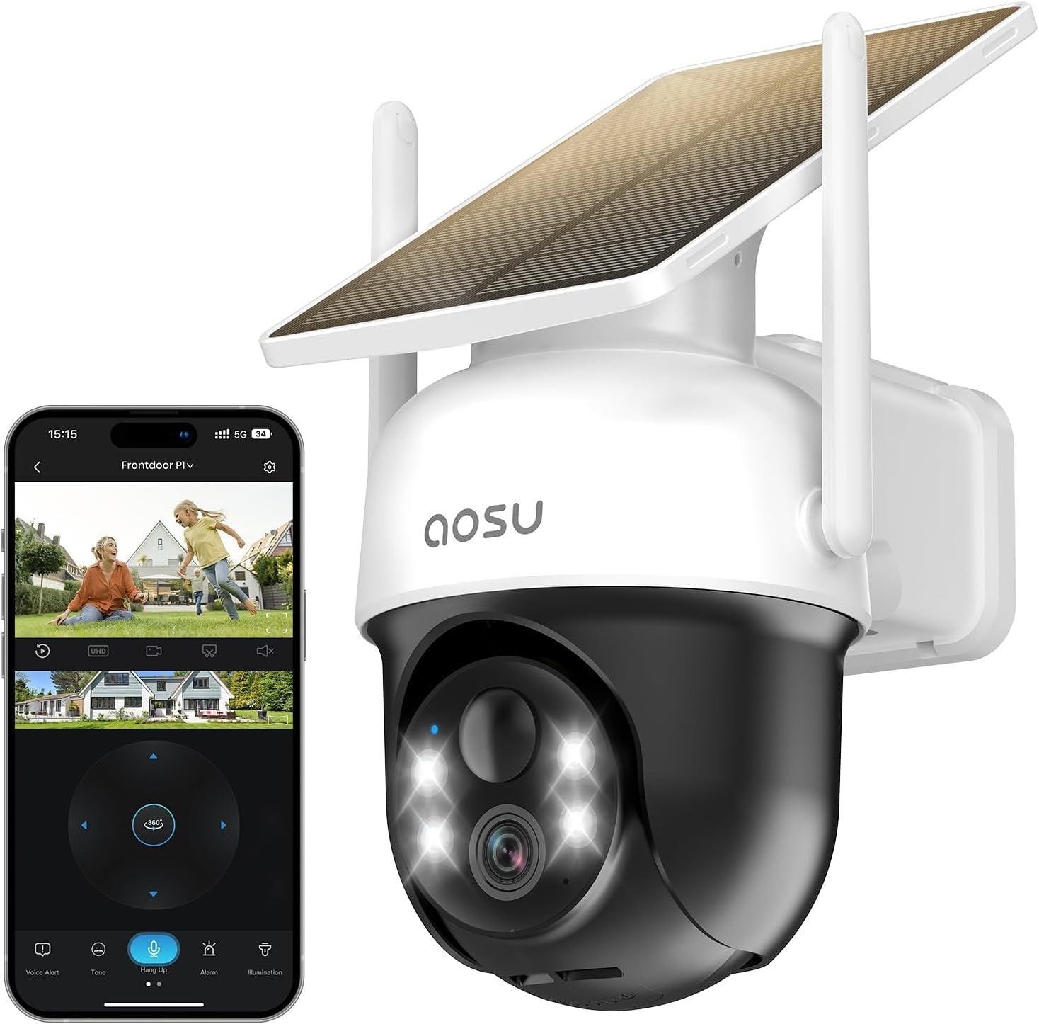 2K Solar Security Camera Wireless Outdoor PTZ AI Tracking Night Vision