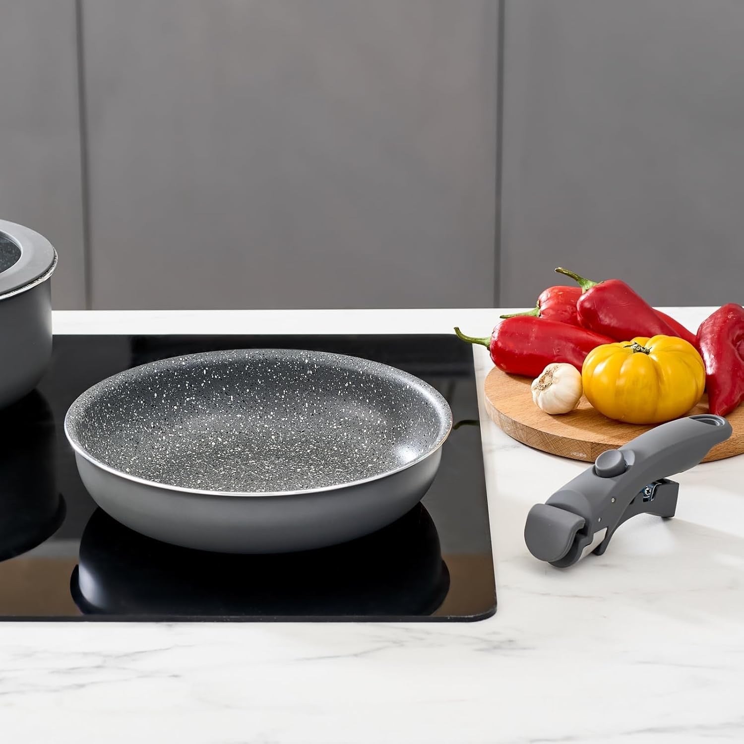6Pcs Induction Non Stick Detachable Cookware Set Ceramic Coating Dishwasher Safe
