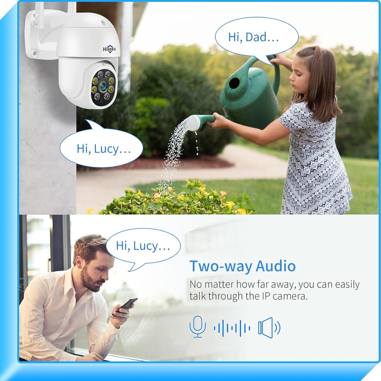2K PTZ Security Camera Outdoor 360° Auto Tracking Color Night Vision